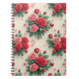 Eleganta rosa och röda rosenbuketter anteckningsbok
