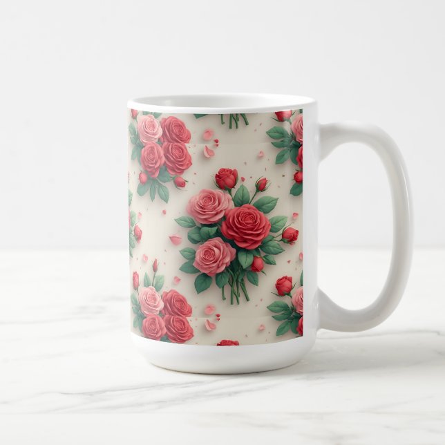 Eleganta rosa och röda rosenbuketter kaffemugg (Höger)