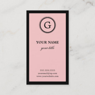 Eleganta rosa och svart Monogramvisitkortar Visitkort