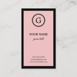 Eleganta rosa och svart Monogramvisitkortar Visitkort