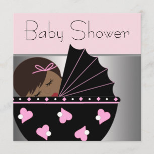 Eleganta rosa och svarta baby shower-inbjudningar inbjudningar