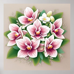 Eleganta rosa orkidéer blommar poster