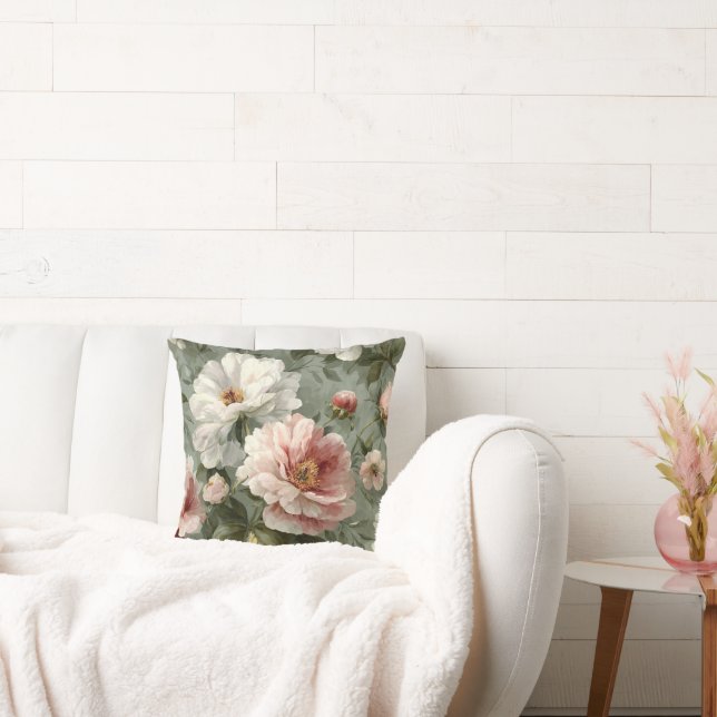Eleganta rosa peonior kudde (Soffa)