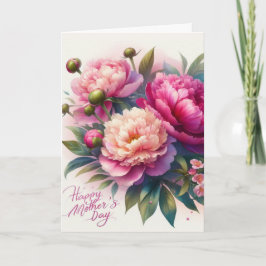 Eleganta rosa peonior mors dag blomster kort