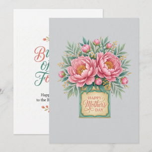 Eleganta rosa peonmor Mors dag-kort - Vintage G Kort