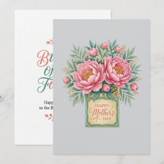 Eleganta rosa peonmor Mors dag-kort - Vintage G Kort