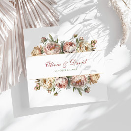 Eleganta Rosa Peony Bröllopsservetter Pappersservett