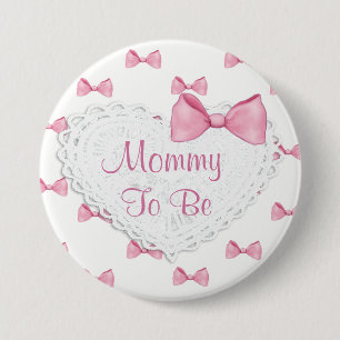 Eleganta rosa pilbågemammor som är baby shower, knapp