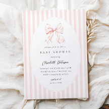 Eleganta rosa ränder Bow Baby Shower Baby Shower