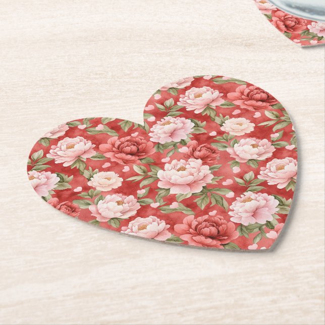 Eleganta rosa röda blommor underlägg papper (Vinklad)
