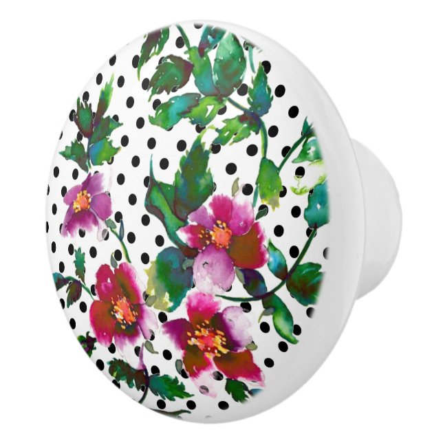 Eleganta rosa röda magenta akvarellrosor prickmöns knopp (Höger)