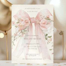 Eleganta Rosa Röda Rosor Babyshower Inbjudningar