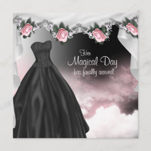 Eleganta Rosa Ros Quinceanera-inbjudningar Inbjudningar