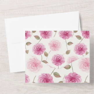 Eleganta rosa rosor allt-i-ett bröllopsinbjudan