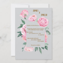 Eleganta Rosa Rosor & Grå Blommig Bröllop