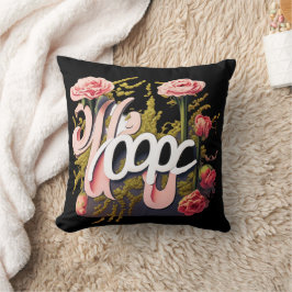 Eleganta rosa rosor Hope typografi Kudde