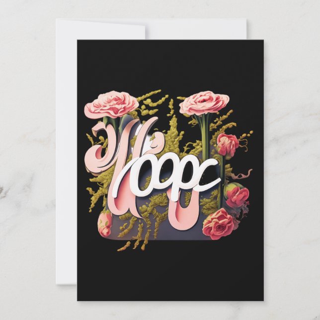 Eleganta rosa rosor Hopp Typografi Inbjudningar (Framsida)