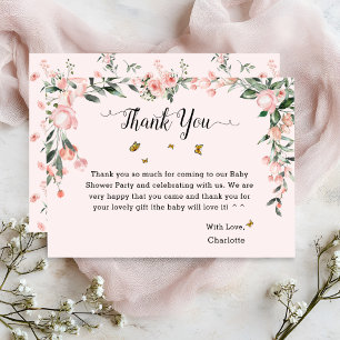 Eleganta rosa rosor med fjärilar Baby Shower Tack Kort