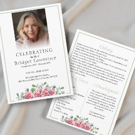 Eleganta Rosa Rosor Som Firar Livet Av - Begravnin Program