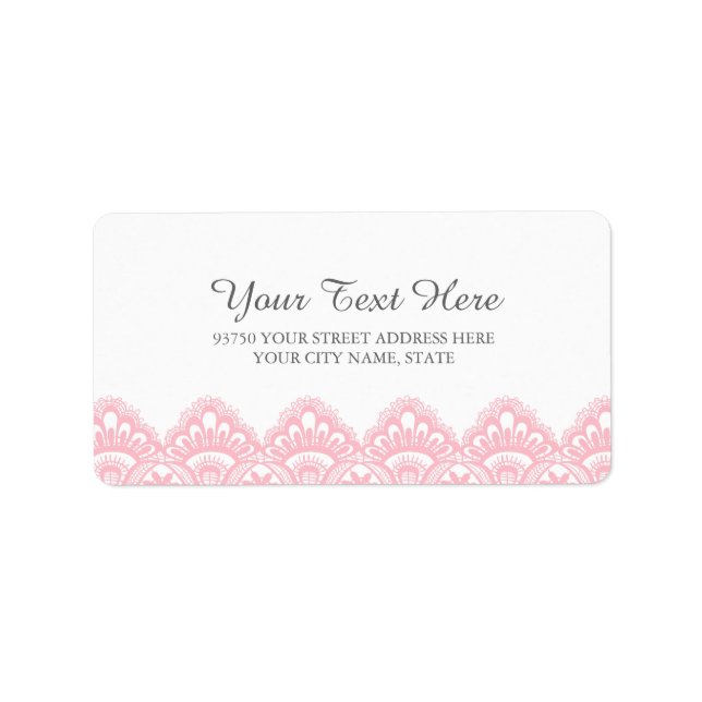 Eleganta rosa spetsadressetiketter adressetikett (Framsidan)