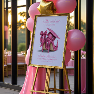 Eleganta rosa stilettklackar & examenshatt välkomm poster