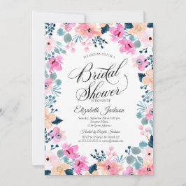 Eleganta Rosa Trädgårdsblommor Bröllopsdusch Inbjudningar
