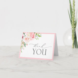 Eleganta rosa trädgårdsblommor bröllopsdusch tack kort