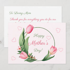 Eleganta rosa tulpaner Blommig Glad mors dag Kort
