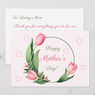 Eleganta rosa tulpaner Blommig Glad mors dag Kort