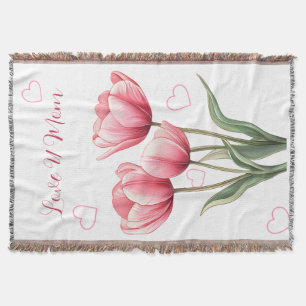 Eleganta rosa tulpaner Blommig mors dag Filt