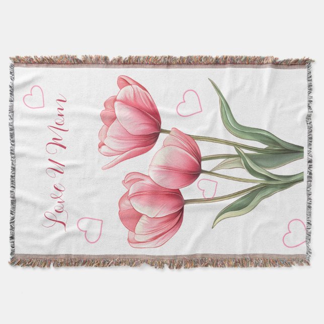Eleganta rosa tulpaner Blommig mors dag  Filt (Framsidan)