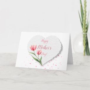 Eleganta rosa tulpaner Pappershjärta Mors dag  Kort