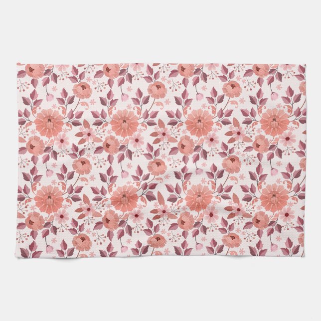 Eleganta rosa vintage rosblommor  kökshandduk (Horisontell)