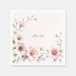 Eleganta rosa vita blommiga servetter