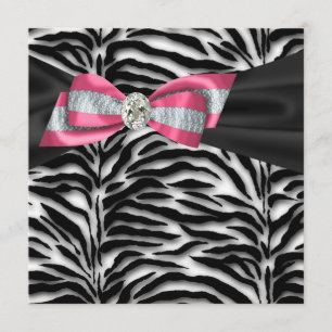 Eleganta Rosa Zebratecknade Partajinvitationer Inbjudningar