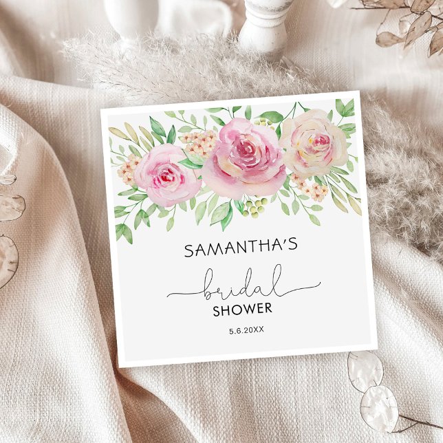 Eleganta rosor blommig bröllopsdusch pappersservett (Skapare uppladdad)
