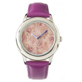 Eleganta rosor blommönster, roseguld armbandsur