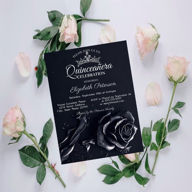 Eleganta Rosor Gotisk Quinceañera Inbjudningar (Skapare uppladdad)