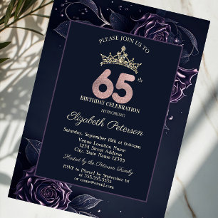 Eleganta Rosor Mörk Gothic 65-årsdag Inbjudningar