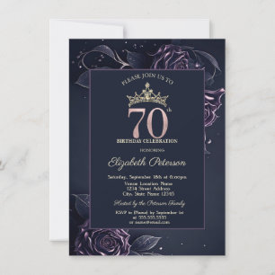 Eleganta Rosor Mörk Gothic 70-årsdag Inbjudningar