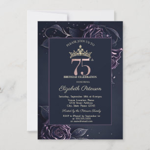 Eleganta Rosor Mörk Gothic 75-årsdag Inbjudningar