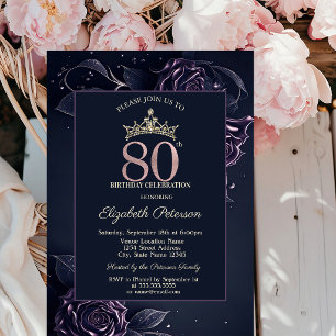 Eleganta Rosor Mörk Gothic 80-årsdag Inbjudningar