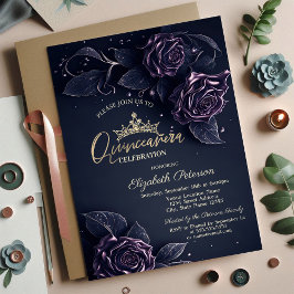 Eleganta Rosor Mörk Gothic Quinceañera Inbjudningar