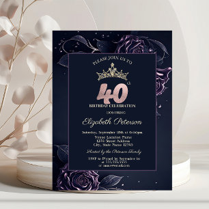 Eleganta rosor Mörk gotisk 40-årsdag Inbjudningar