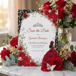 Eleganta rosor röda och silver tiara Quinceañera Spara Datumet