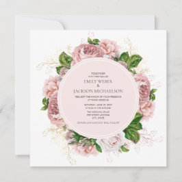 Eleganta Rosor Röda Rosa Blommor Vita Bröllop Inbjudningar