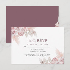 Eleganta Rosor Rodnande Rosa Blommig Bröllops RSVP OSA Kort