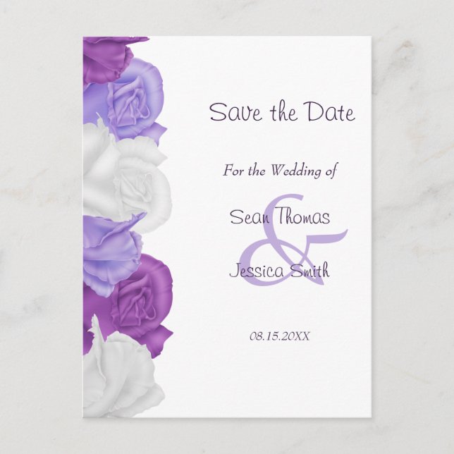 Eleganta Rosor Save The Date Meddelande Vykort (Framsida)