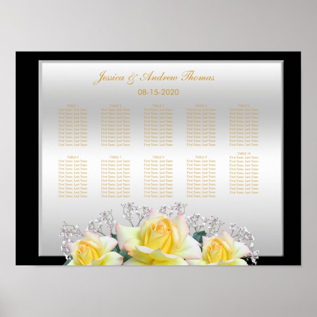 Eleganta rosor silverbröllop poster (Framsidan)