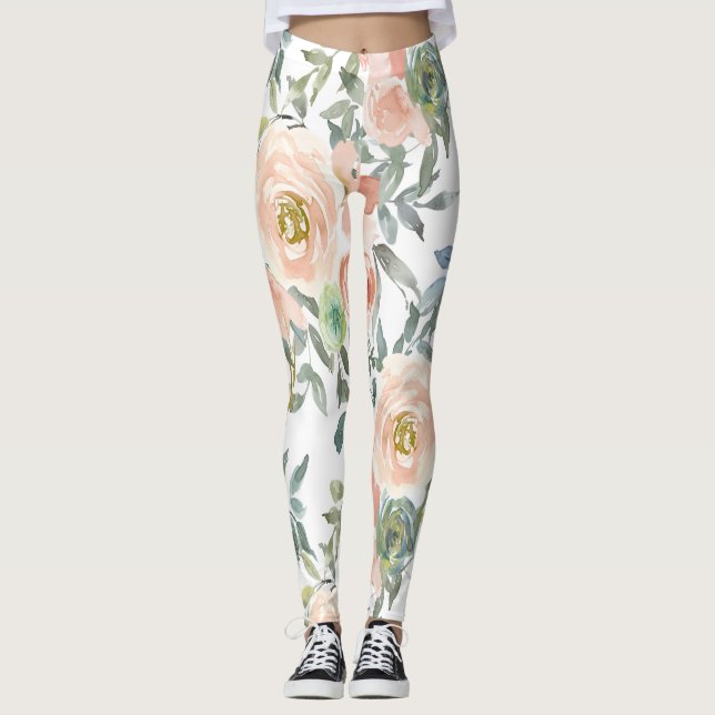 Eleganta Rosor, Uppmuntrande Budskap Leggings (Framsida)